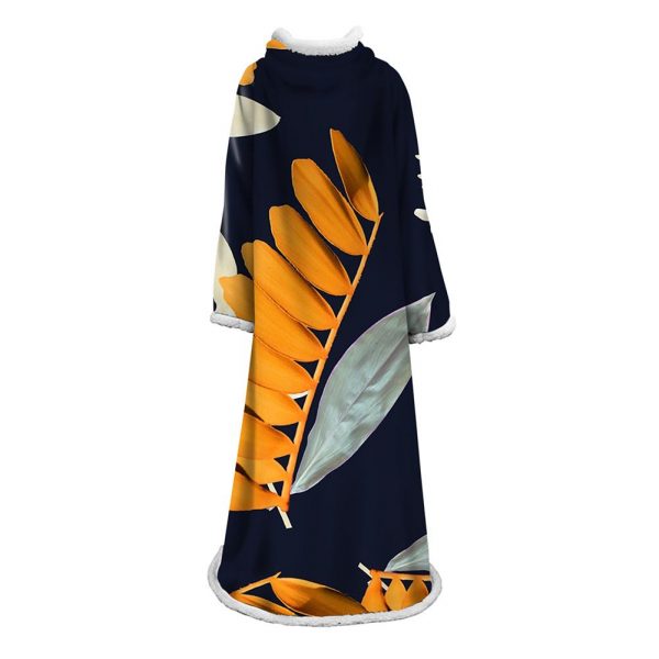 3D Digital Printed Plants Blanket With Sleeves-Leaves Blanket Robe
