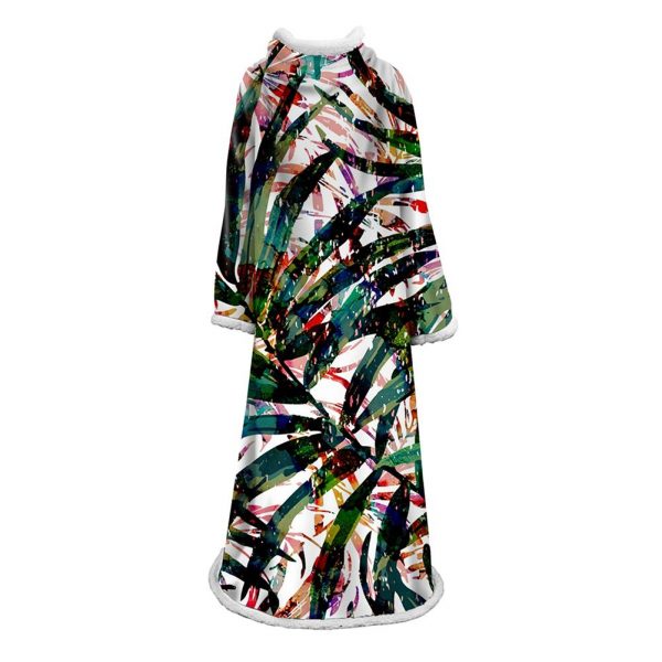 3D Digital Printed Plants Blanket With Sleeves-Leaves Blanket Robe