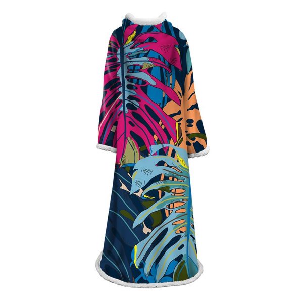 3D Digital Printed Plants Blanket With Sleeves-Leaves Blanket Robe