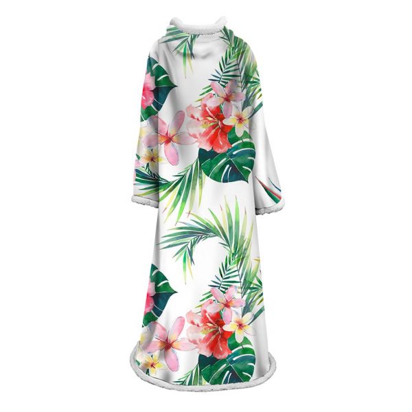 3D Digital Printed Plants Blanket With Sleeves-Leaves Blanket Robe