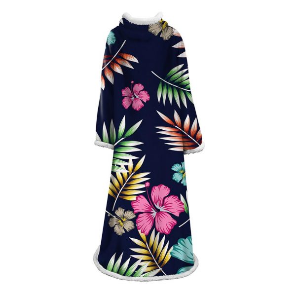 3D Digital Printed Plants Blanket With Sleeves-Leaves Blanket Robe