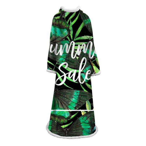 3D Digital Printed Plants Blanket With Sleeves-Leaves Blanket Robe