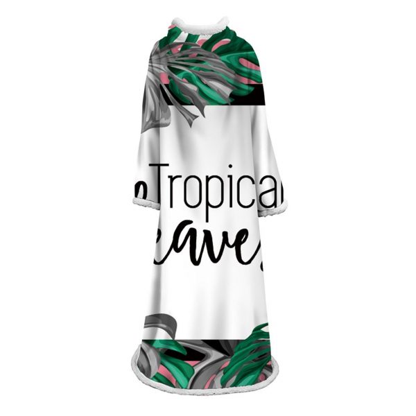 3D Digital Printed Plants Blanket With Sleeves-Leaves Blanket Robe
