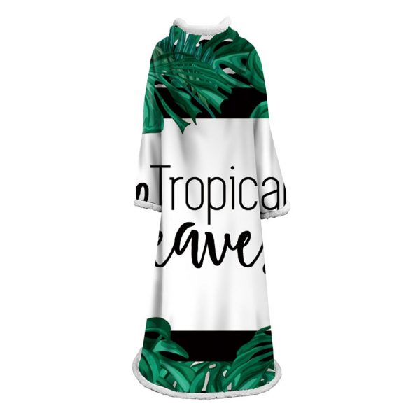3D Digital Printed Plants Blanket With Sleeves-Leaves Blanket Robe
