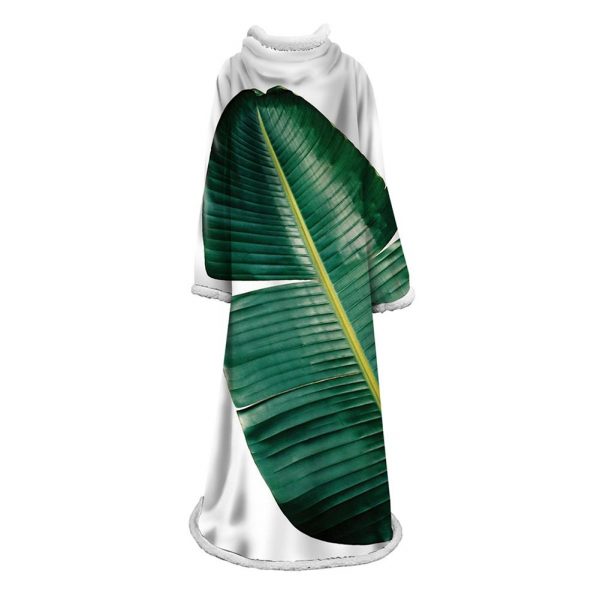 3D Digital Printed Plants Blanket With Sleeves-Leaves Blanket Robe