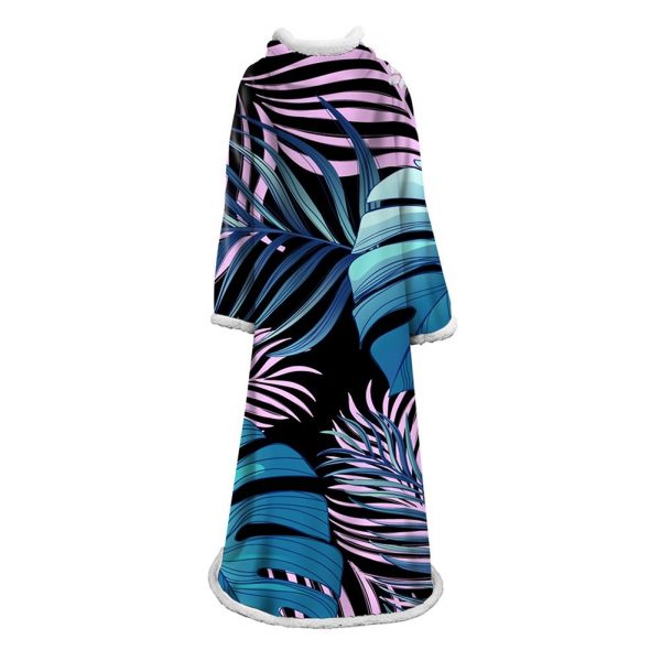 3D Digital Printed Plants Blanket With Sleeves-Leaves Blanket Robe