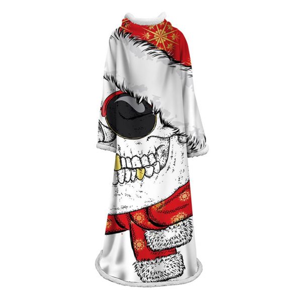 3D Digital Printed Skull Blanket With Sleeves-Horror Blanket Robe