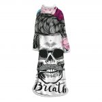 3D Digital Printed Skull Blanket With Sleeves-Horror Blanket Robe