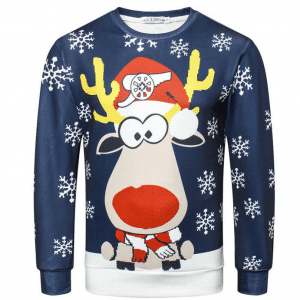 3D Print Christmas Lovely Reindeer Pullover Sweatshirt