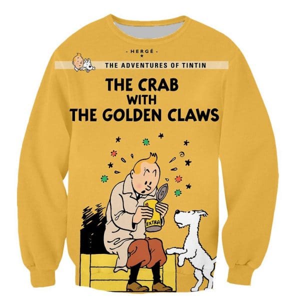 3D Print Fashion Tintin Long Sleeves Pullover Hoodies