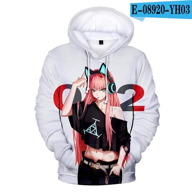 3D Printed Anime DARLING In The FRANXX Hooded Pullovers Hoodies