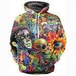 3D Printed Cartoon Skull Hoodie - Hooded Painting Art Pullover