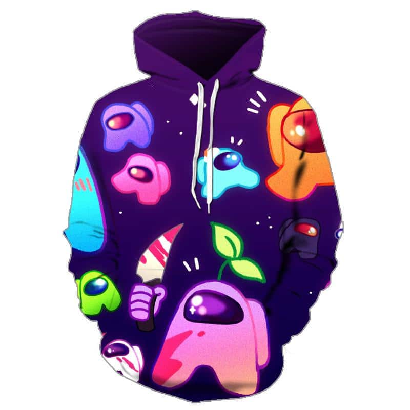 3D Printed Casual Zipper Hoodie - Among Us Loose Pullover - Anime ...