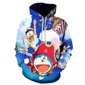 3D Printed Doraemon Hoodies - Anime Casual Hooded Pullovers
