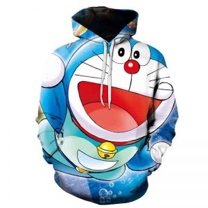 3D Printed Doraemon Hoodies - Casual Hooded Streetwear