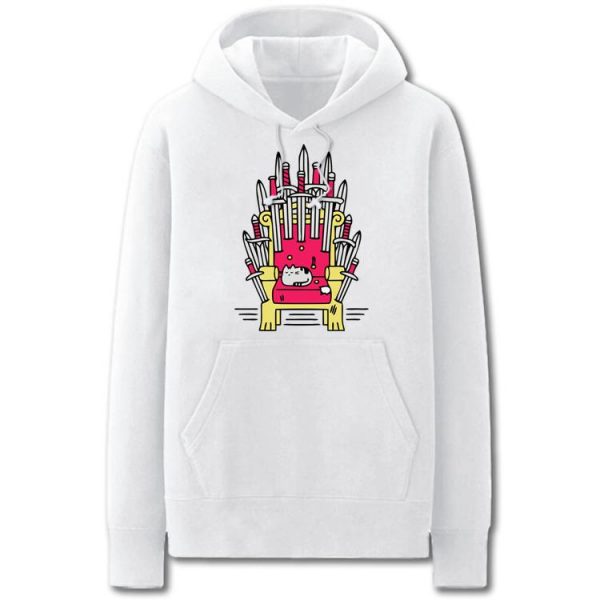 A Song of Ice and Fire Hoodies - Solid Color Cat Throne Cartoon Style Fleece Hoodie