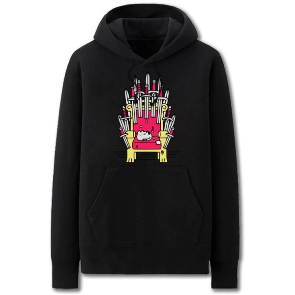 A Song of Ice and Fire Hoodies - Solid Color Cat Throne Cartoon Style Fleece Hoodie