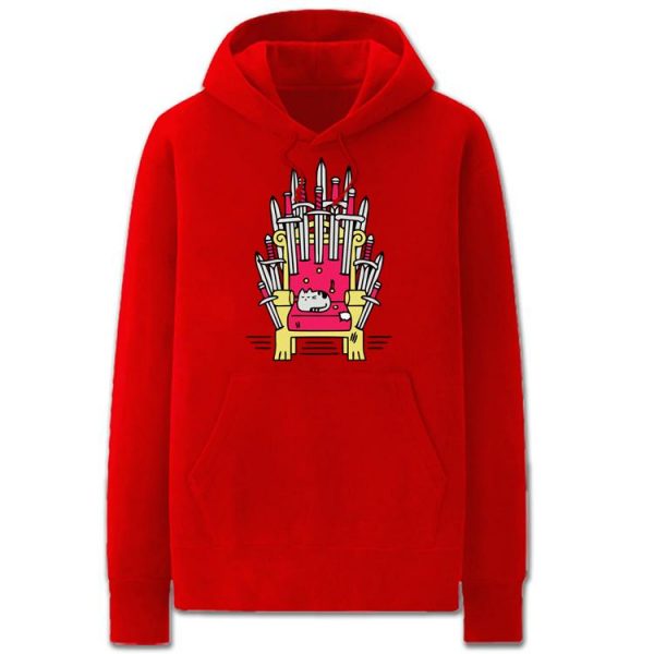 A Song of Ice and Fire Hoodies - Solid Color Cat Throne Cartoon Style Fleece Hoodie