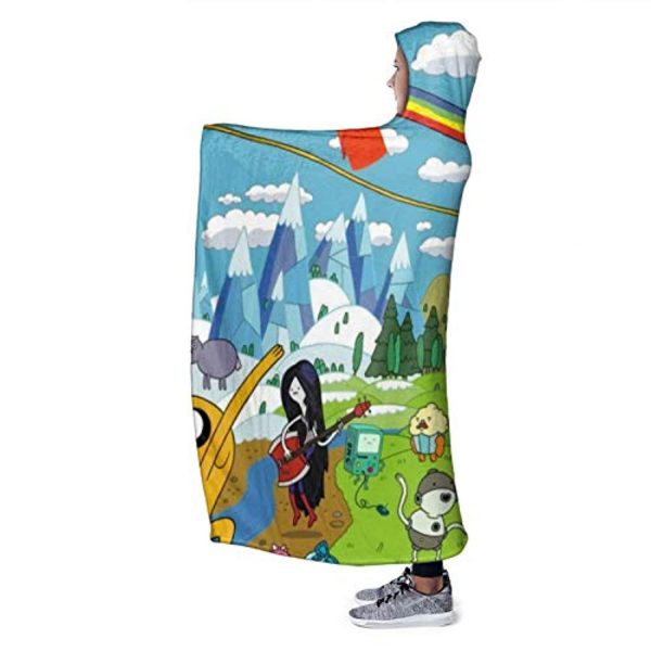 Adventure Time Hooded Blanket - Soft and Warm Flannel Fluffy Wearable Hooded Blanket