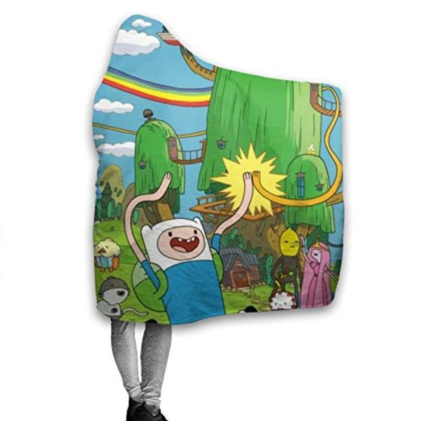 Adventure Time Hooded Blanket - Soft and Warm Flannel Fluffy Wearable Hooded Blanket