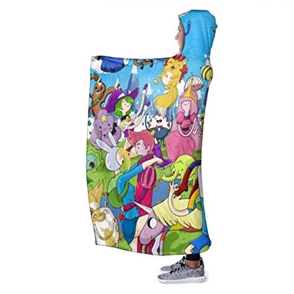 Adventure Time Hooded Blanket - Soft and Warm Flannel Fluffy Wearable Hooded Blanket