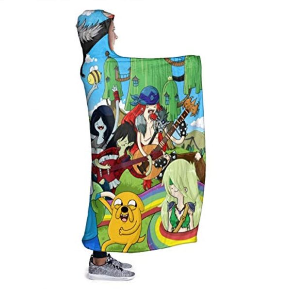Adventure Time Hooded Blanket - Soft and Warm Flannel Fluffy Wearable Hooded Blanket