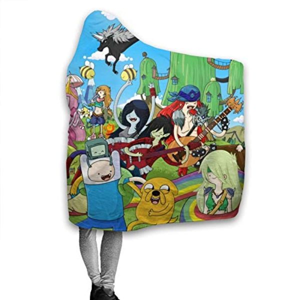 Adventure Time Hooded Blanket - Soft and Warm Flannel Fluffy Wearable Hooded Blanket