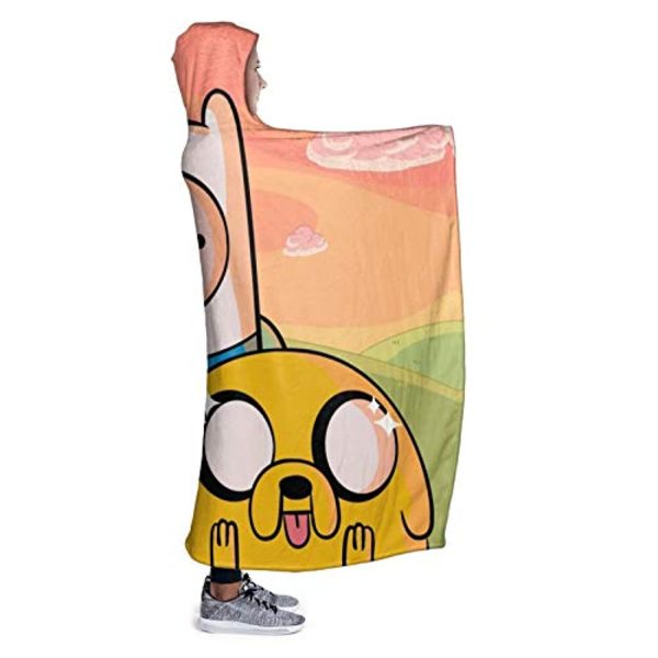 Adventure Time Hooded Blanket - Soft and Warm Flannel Fluffy Wearable Hooded Blanket
