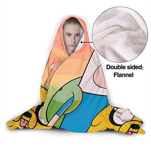Adventure Time Hooded Blanket - Soft and Warm Flannel Fluffy Wearable Hooded Blanket