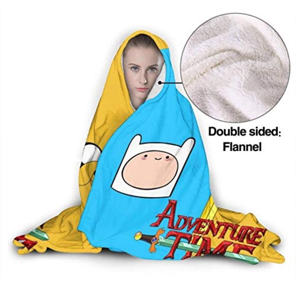 Adventure Time Hooded Blanket - Soft and Warm Flannel Fluffy Wearable Hooded Blanket