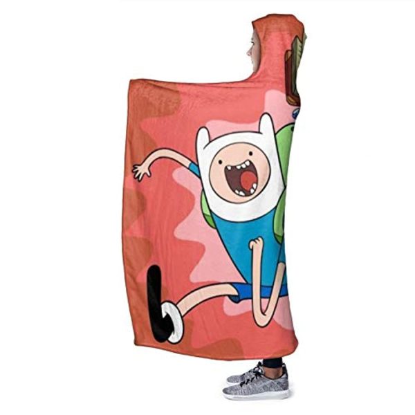 Adventure Time Hooded Blanket - Soft and Warm Flannel Fluffy Wearable Hooded Blanket