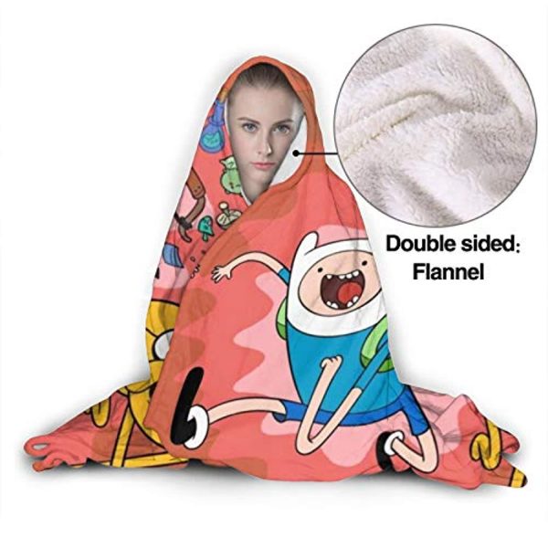 Adventure Time Hooded Blanket - Soft and Warm Flannel Fluffy Wearable Hooded Blanket