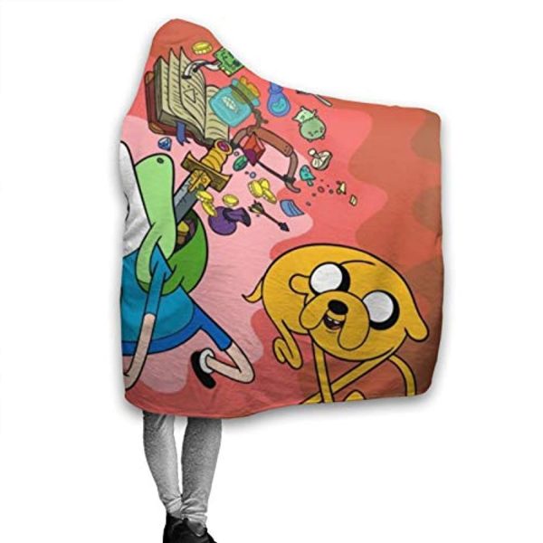 Adventure Time Hooded Blanket - Soft and Warm Flannel Fluffy Wearable Hooded Blanket