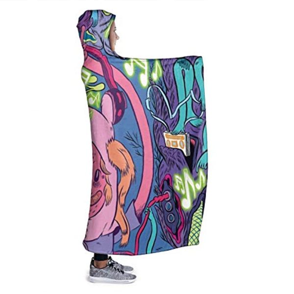 Adventure Time Hooded Blanket - Soft and Warm Flannel Fluffy Wearable Hooded Blanket