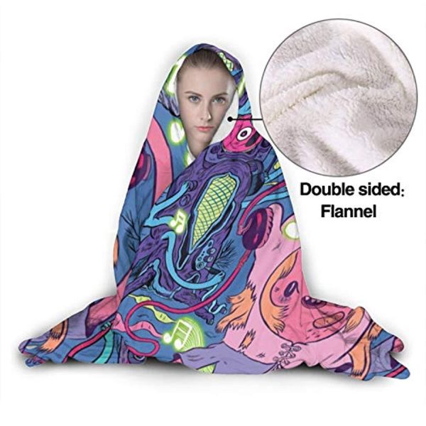 Adventure Time Hooded Blanket - Soft and Warm Flannel Fluffy Wearable Hooded Blanket