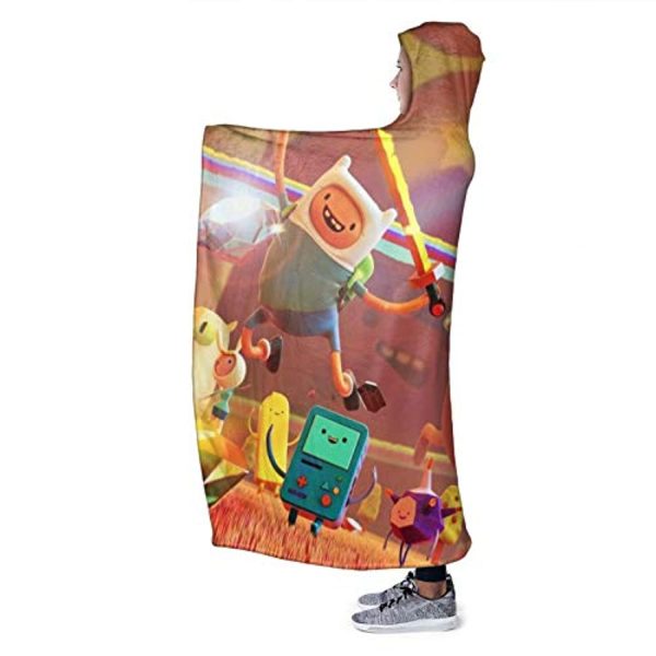 Adventure Time Hooded Blanket - Soft and Warm Flannel Fluffy Wearable Hooded Blanket