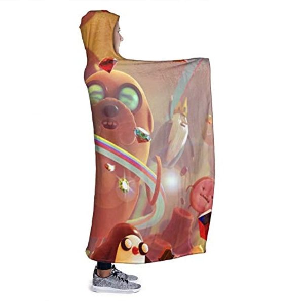 Adventure Time Hooded Blanket - Soft and Warm Flannel Fluffy Wearable Hooded Blanket
