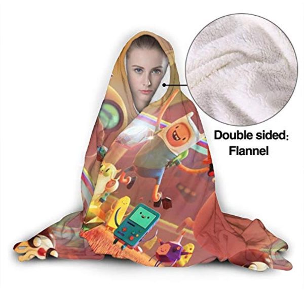 Adventure Time Hooded Blanket - Soft and Warm Flannel Fluffy Wearable Hooded Blanket