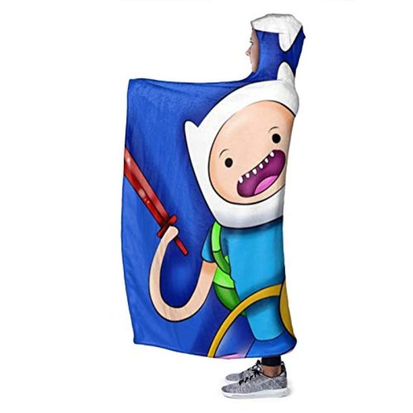 Adventure Time Hooded Blanket - Soft and Warm Flannel Fluffy Wearable Hooded Blanket