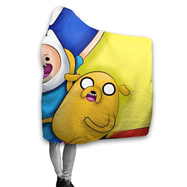 Adventure Time Hooded Blanket - Soft and Warm Flannel Fluffy Wearable Hooded Blanket