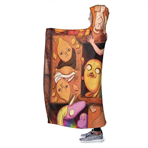 Adventure Time Hooded Blanket - Soft and Warm Flannel Fluffy Wearable Hooded Blanket