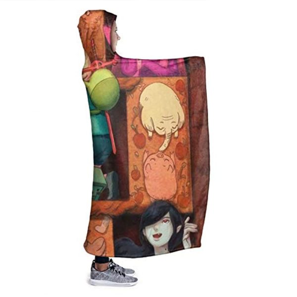 Adventure Time Hooded Blanket - Soft and Warm Flannel Fluffy Wearable Hooded Blanket