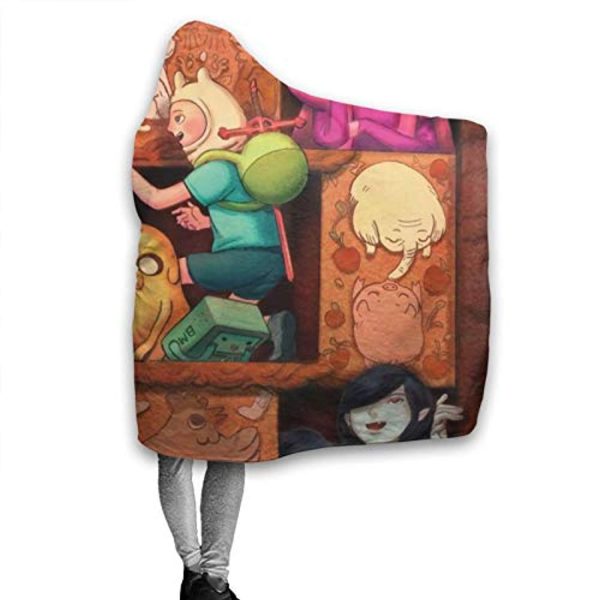 Adventure Time Hooded Blanket - Soft and Warm Flannel Fluffy Wearable Hooded Blanket