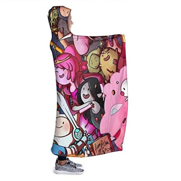 Adventure Time Hooded Blanket - Soft and Warm Flannel Fluffy Wearable Hooded Blanket