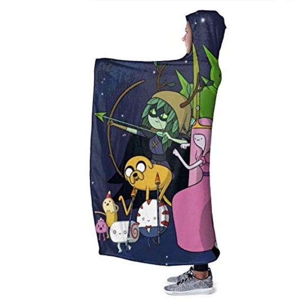 Adventure Time Hooded Blanket - Soft and Warm Flannel Fluffy Wearable Hooded Blanket
