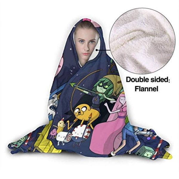 Adventure Time Hooded Blanket - Soft and Warm Flannel Fluffy Wearable Hooded Blanket