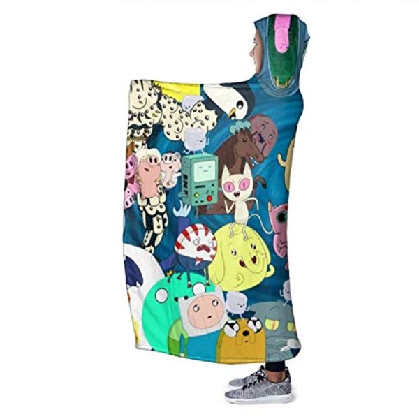 Adventure Time Hooded Blanket - Soft and Warm Flannel Fluffy Wearable Hooded Blanket