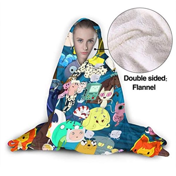 Adventure Time Hooded Blanket - Soft and Warm Flannel Fluffy Wearable Hooded Blanket