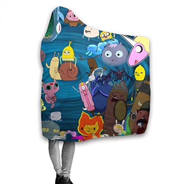 Adventure Time Hooded Blanket - Soft and Warm Flannel Fluffy Wearable Hooded Blanket