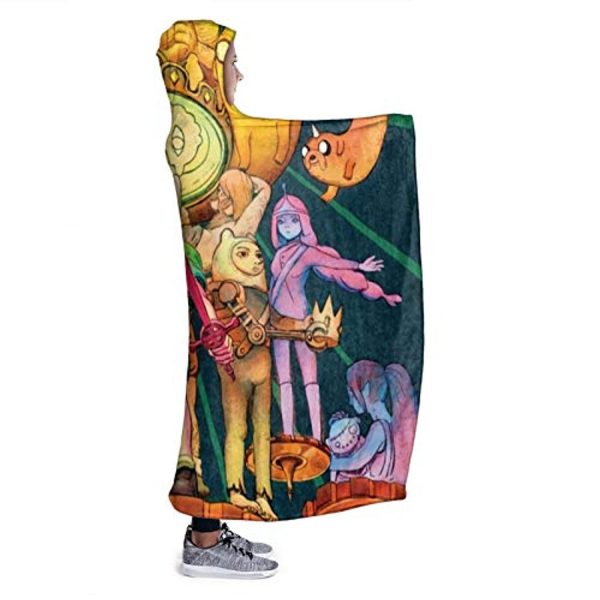 Adventure Time Hooded Blanket - Soft and Warm Flannel Fluffy Wearable Hooded Blanket